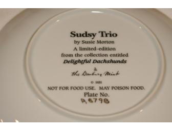 Sudsy Trio of Dachshunds Collectible Plate from The Danbury Mint
