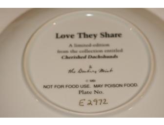Love They Share Dachshund Porcelain Collector Plate Danbury Mint