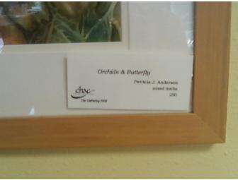 Mixed Media Painting 'Orchids and Butterfly'