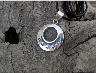 Handmade Sterling Silver Wave and Kayak Pendants