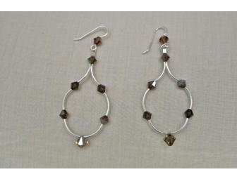 Silver and Crystal Wave Earring and Necklace Set