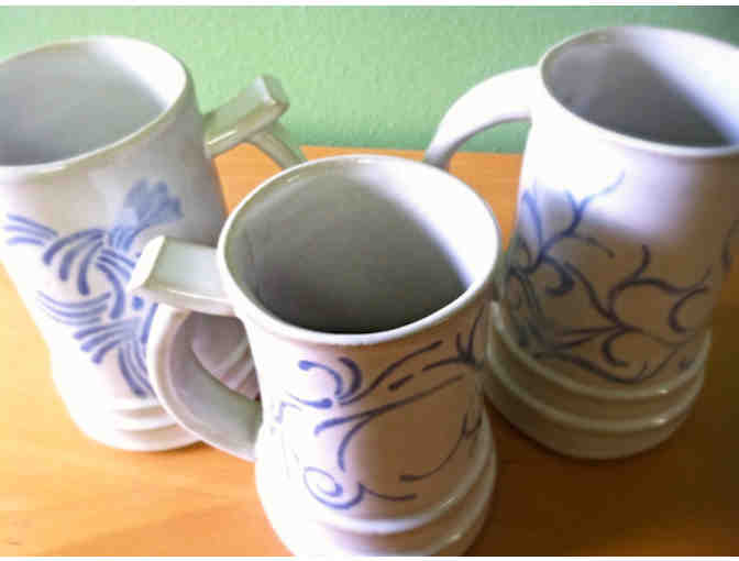 Set of 3 Glazed Ceramic Tankards