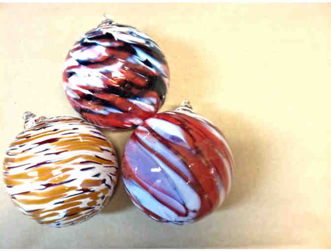 Five Handmade Glass Ball Ornaments