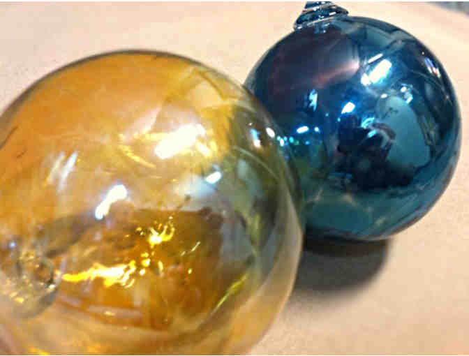 Five Handmade Glass Ball Ornaments