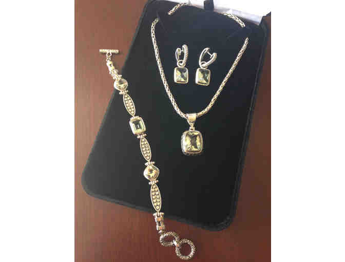 Green Amythist and Sterling Silver 3-piece Jewelry Set