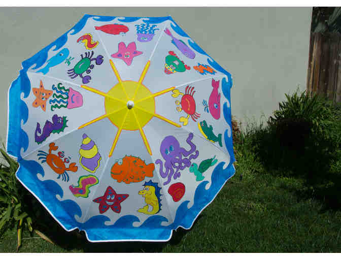 3B: Ocean Creatures Painted Beach Umbrella