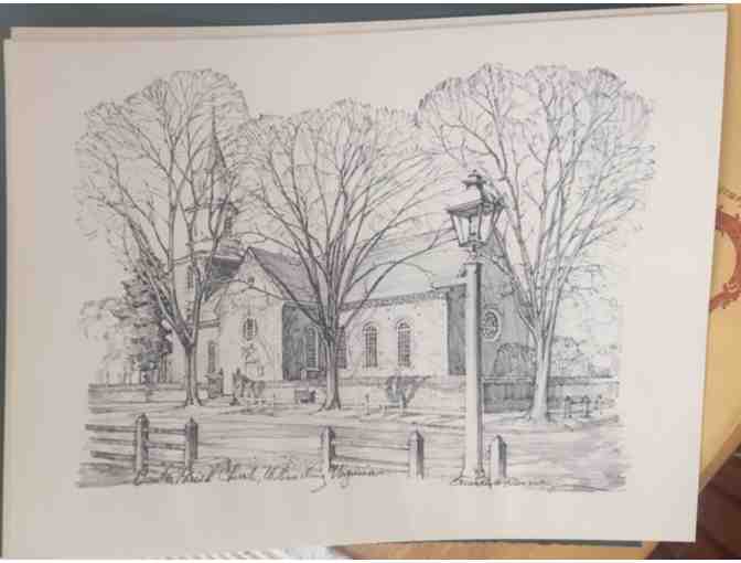 Four Sketches of Colonial Williamsburg's Famous Building