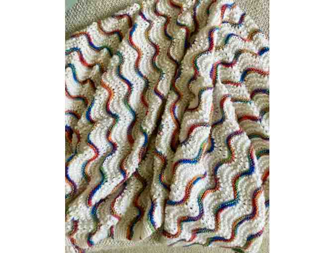 Hand Knit Rainbow Blanket - Photo 1
