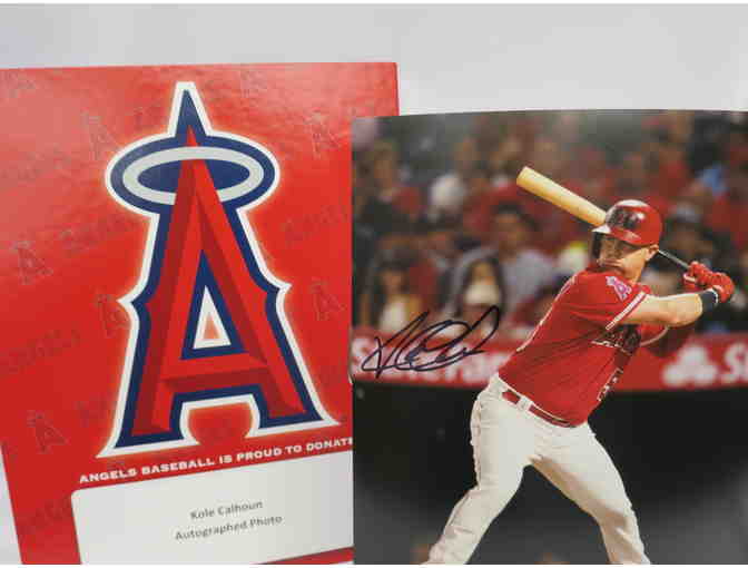 AUTOGRAPHED KOLE CALHOUN PHOTO FROM ANGELS BASEBALL