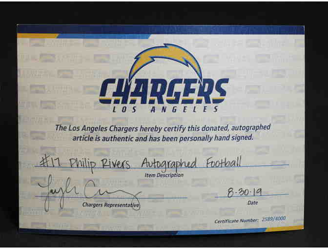 AUTOGRAPHED PHILIP RIVERS FOOTBALL