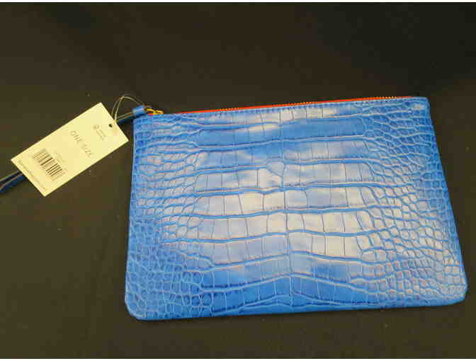 COBALT BLUE SNAKE SKIN CLUTCH