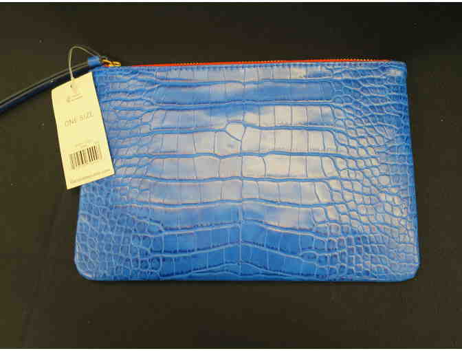 COBALT BLUE SNAKE SKIN CLUTCH