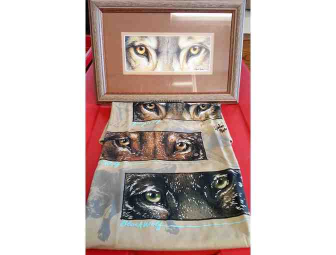 Signed Wolf Print and Matching T-Shirt by Linda Rossin Studios