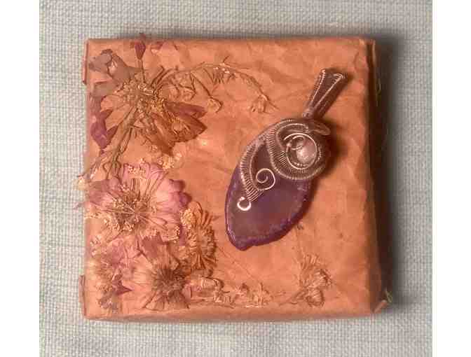 One of a kind hand-made wire wrap pendant with decoupage box