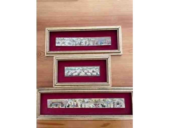 3 framed hand painted ivory panels - Photo 1