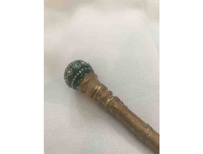 Handmade Wand No 3- Gold with Green Stone