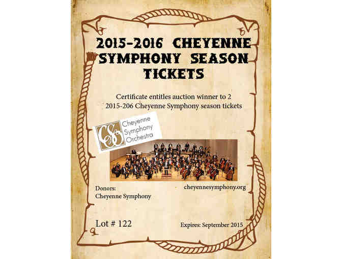 2015-2016 Season Tickets to the Cheyenne Symphony