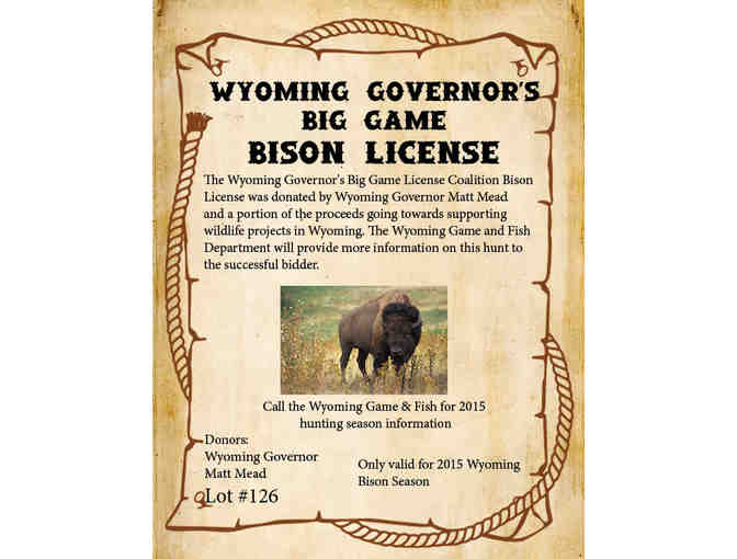 Wyoming Governor's Big Game Bison License