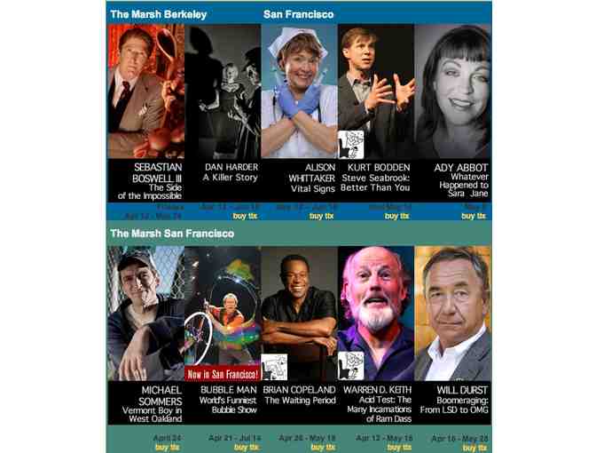 Two Tickets to The Marsh - San Francisco and Berkeley