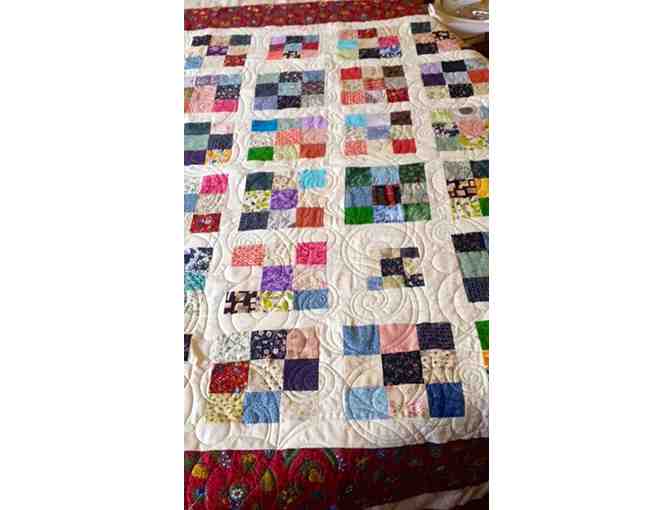 9-Patch Block Lap Quilt by 8th grade