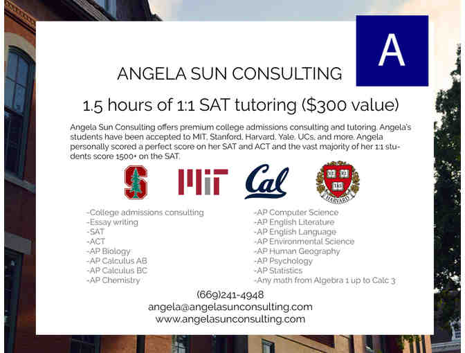 1.5 hours of SAT tutoring with Ms. Angela Sun
