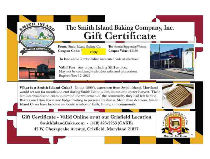 The Smith Island Baking Company Gift Certificate