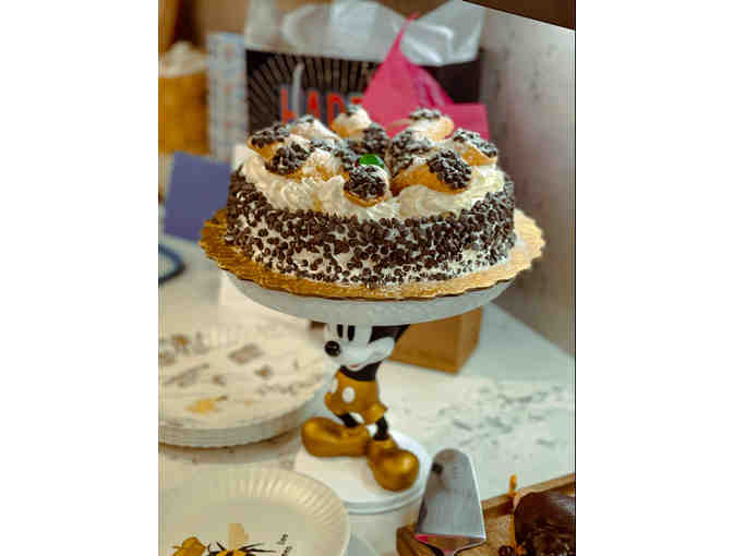 Cannoli Cake with Pink Chocolate Shavings