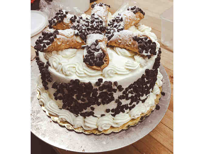 Cannoli Cake with Pink Chocolate Shavings