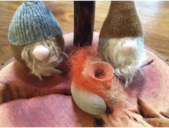 Ms. KT and Ms. Maria's handmade Wooden Mushroom and Gnomes set!