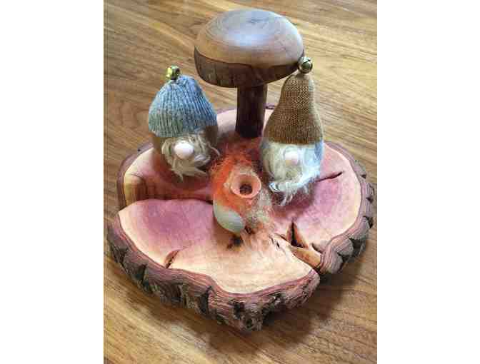 Ms. KT and Ms. Maria's handmade Wooden Mushroom and Gnomes set!