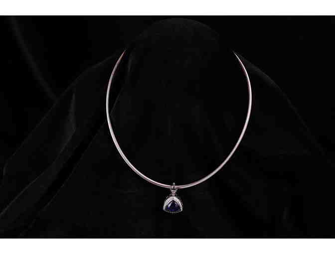 Tazanite 7K Diamond pendant with omega necklace