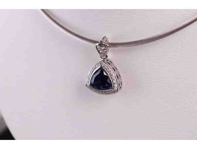Tazanite 7K Diamond pendant with omega necklace
