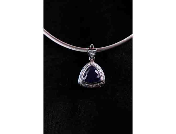 Tazanite 7K Diamond pendant with omega necklace