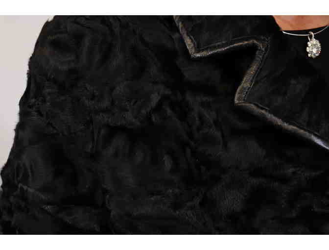 Black Sheared and Sculptured Mink Walking Coat