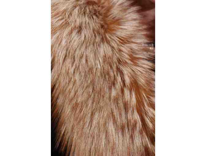 Sheared Chocolate Mink Cape with Crystal Fox Trim