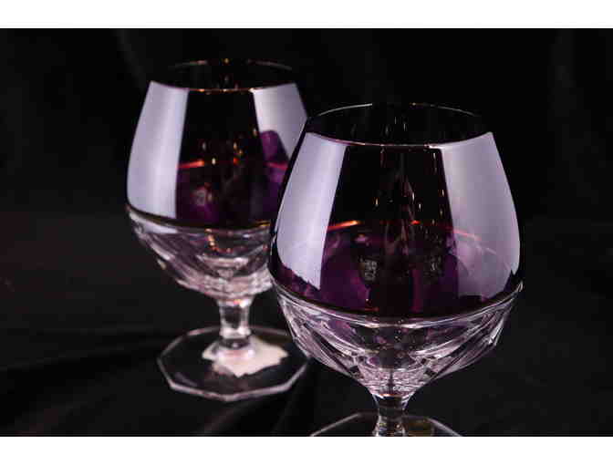 Waterford amethyst and gold brandy sniffer/goblets