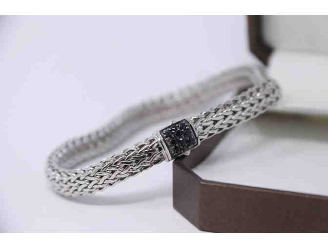 Classic Chain Silver Lava Bracelet with Black Sapphire