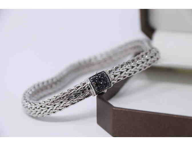 Classic Chain Silver Lava Bracelet with Black Sapphire