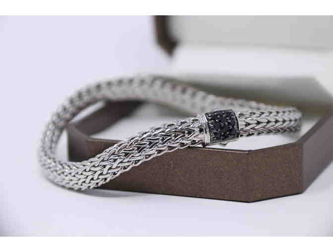 Classic Chain Silver Lava Bracelet with Black Sapphire