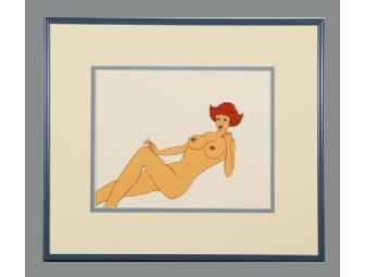 Original Production Animation Cel Painting of Gloria from the Movie Heavy Metal with Blue Frame