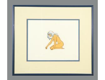 Original Production Animation Cel Painting of Taarna from the Movie Heavy Metal with Blue Frame