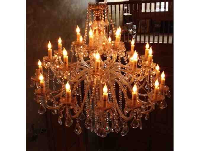 Breathtaking Italian Imported Crystal Chandelier w/ Gilded Leaf Accents & Hand-Painted Detail