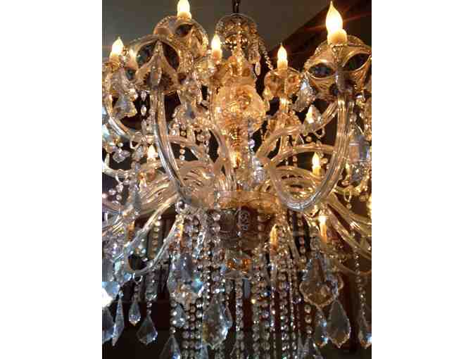 Breathtaking Italian Imported Crystal Chandelier w/ Gilded Leaf Accents & Hand-Painted Detail - Photo 4