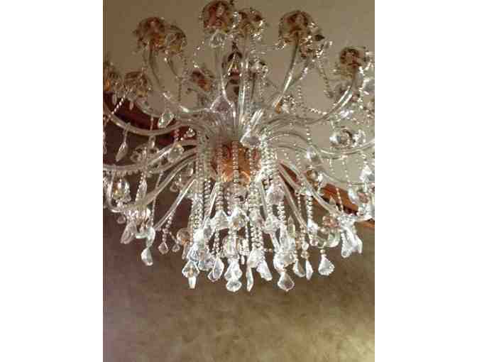 Breathtaking Italian Imported Crystal Chandelier w/ Gilded Leaf Accents & Hand-Painted Detail - Photo 2