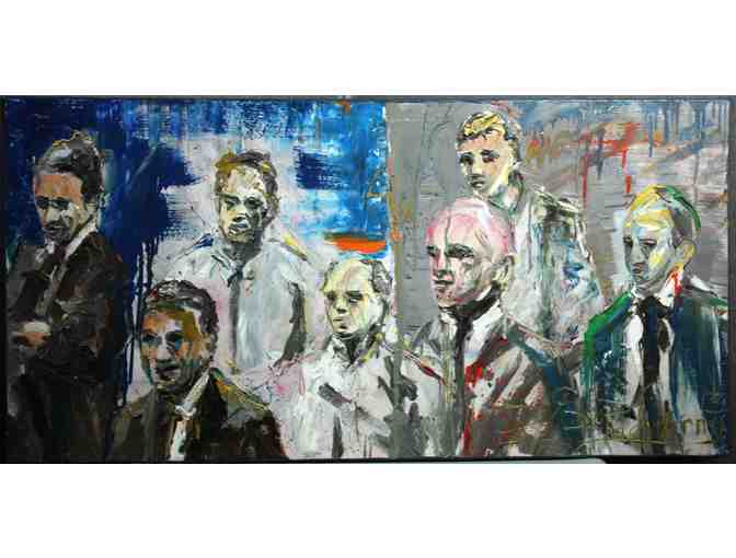 48' X 24' Arcylic on Canvas Painting of 7 Men