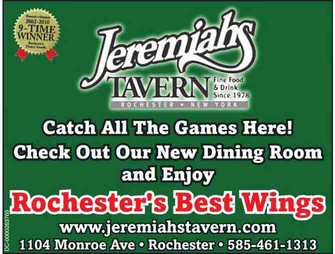Jeremiah's Tavern offers a $25 Dinner Certificate