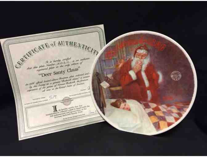 1986 Rockwell Christmas Plate Deer Santy Claus''