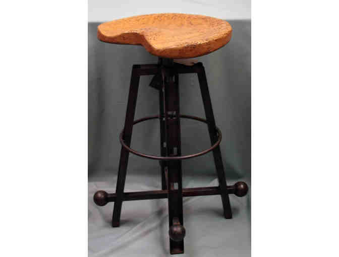Handmade Stool with 100-year old tractor seat and custom base by John Grieco The Object Maker
