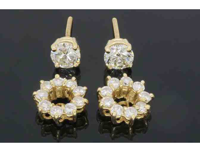 14k Yellow Gold 1.56 Carat Diamond Screw-back Stud Earrings