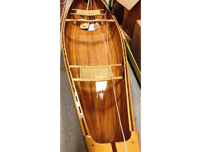 Handmade Wooden Canoe and Trailer